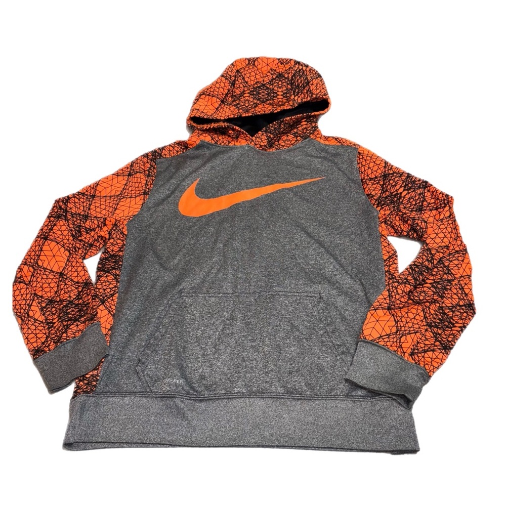 Nike Orange and Gray Patterned Hoodie